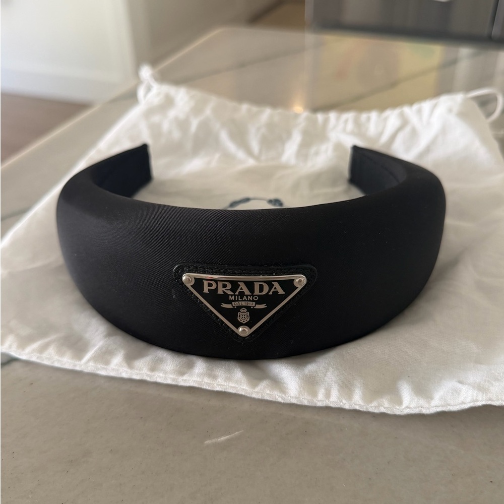 Prada Sleek Black Satin Headband